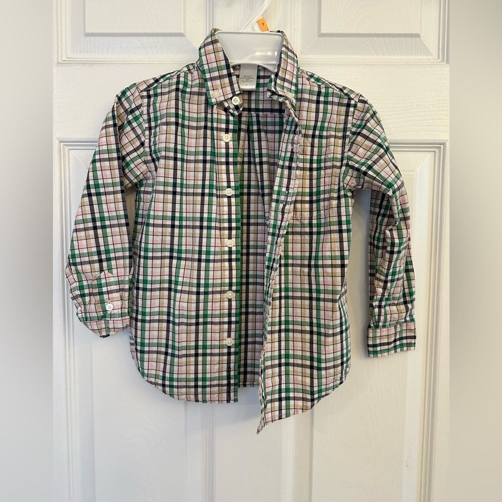 Janie and Jack PLAID POPLIN SHIRT Classic Pink Plaid 4T